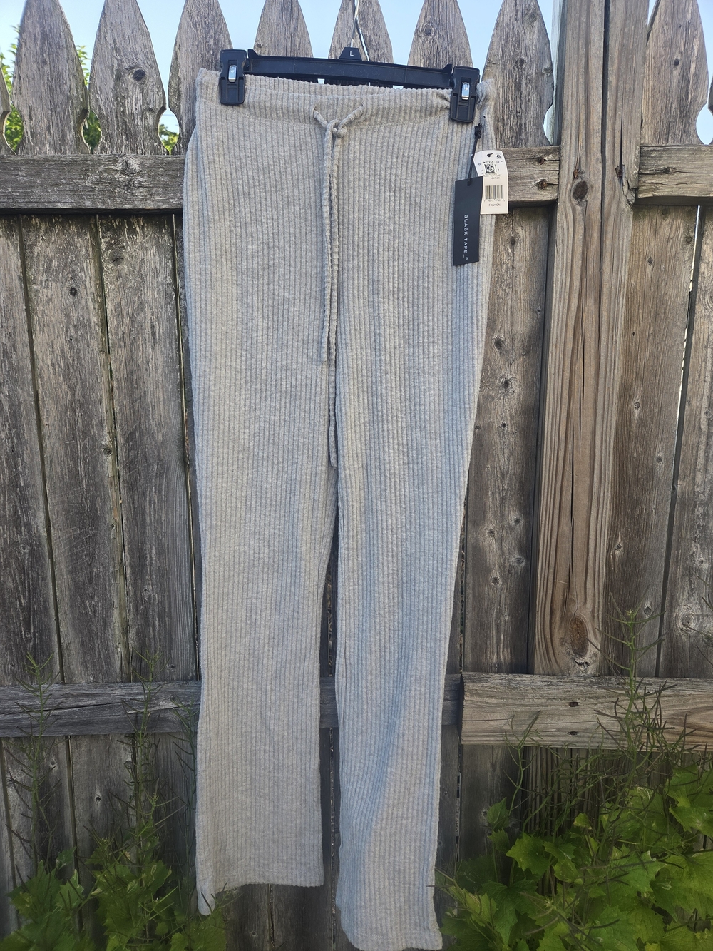 Black Tape_ Ribbed Knit Lounge Pants — Gray